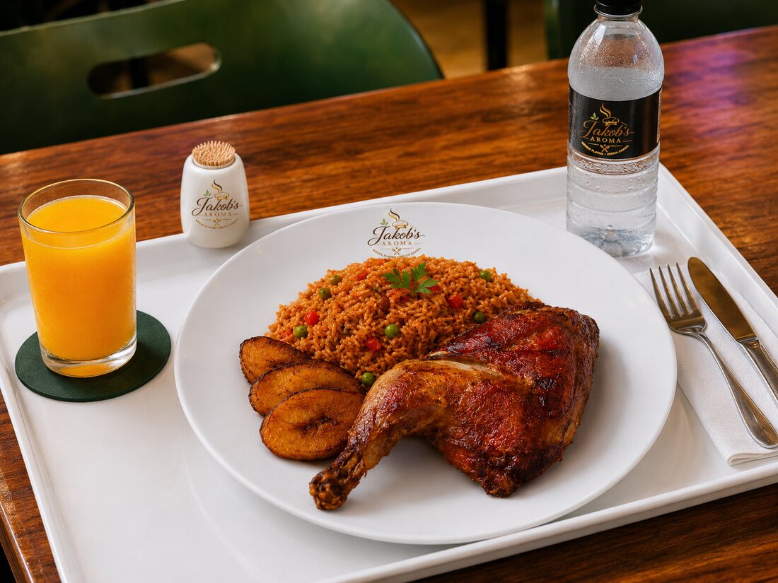 Jakob's Aroma jollof rice and turkey