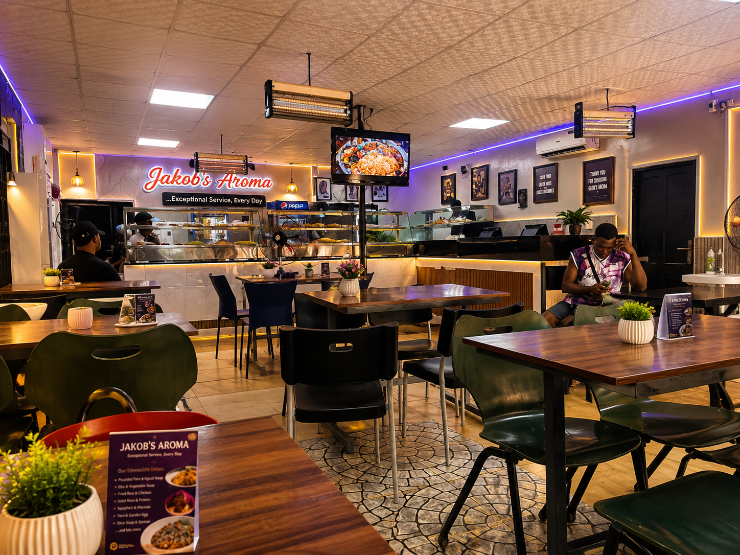 Warm restaurant interior